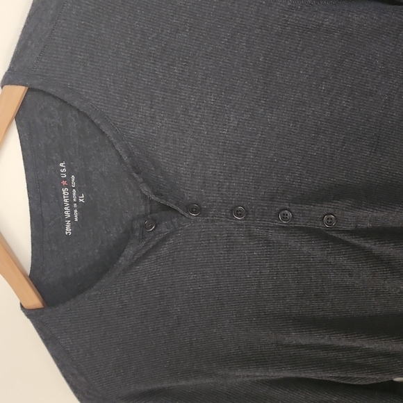 John Varvatos Charcoal Gray XL Henley w Elbow Patches Mint Condition - Picture 3 of 5